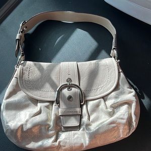 Coach purse cream metallic